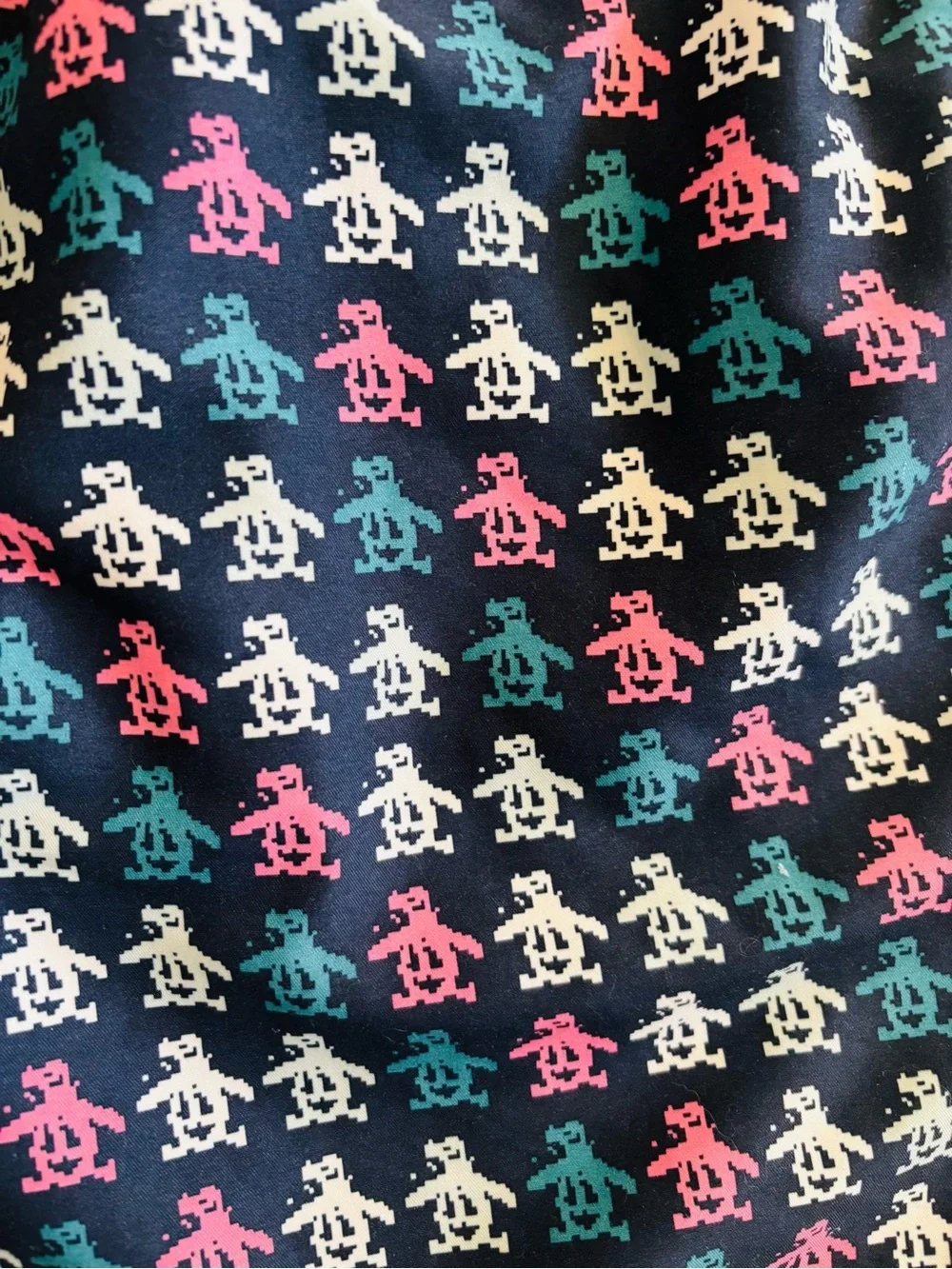 The Original Penguin Swim Shorts Blue All Over Logo 5” Swim Trunks Size: Large